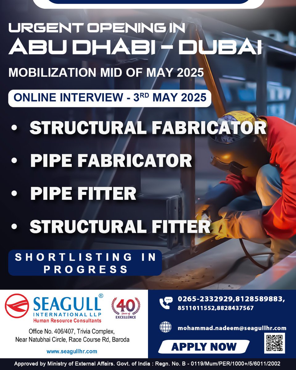 hrd1_seagull's tweet image. 🇦🇪Abu Dhabi Jobs 
💻Online Interview On 3rd  May
Location - Baroda
.

.

.
#abudhabhi #structuralfabricator #pipefitter