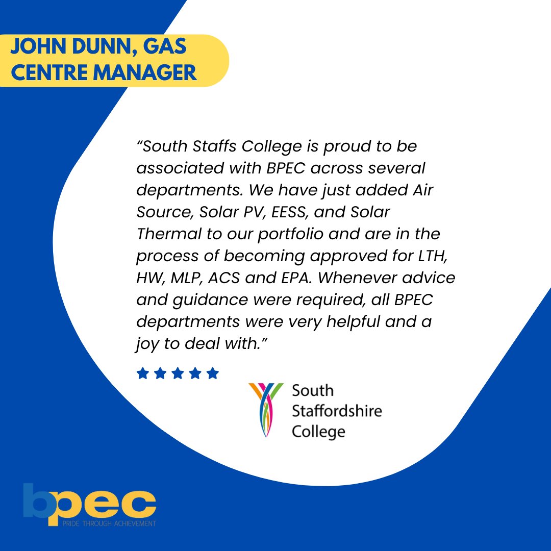 BPEC (@bpec1) on Twitter photo We're proud of our numerous centre testimonials and want to highlight just a few to you, starting with what John Dunn, Gas Centre Manager, South Staffordshire College said recently.
To find out what our other #BPEC centres have to say, visit bpec.org.uk/category/centr… #BPEC We're proud of our numerous centre testimonials and want to highlight just a few to you, starting with what John Dunn, Gas Centre Manager, South Staffordshire College said recently.
To find out what our other #BPEC centres have to say, visit bpec.org.uk/category/centr… #BPEC