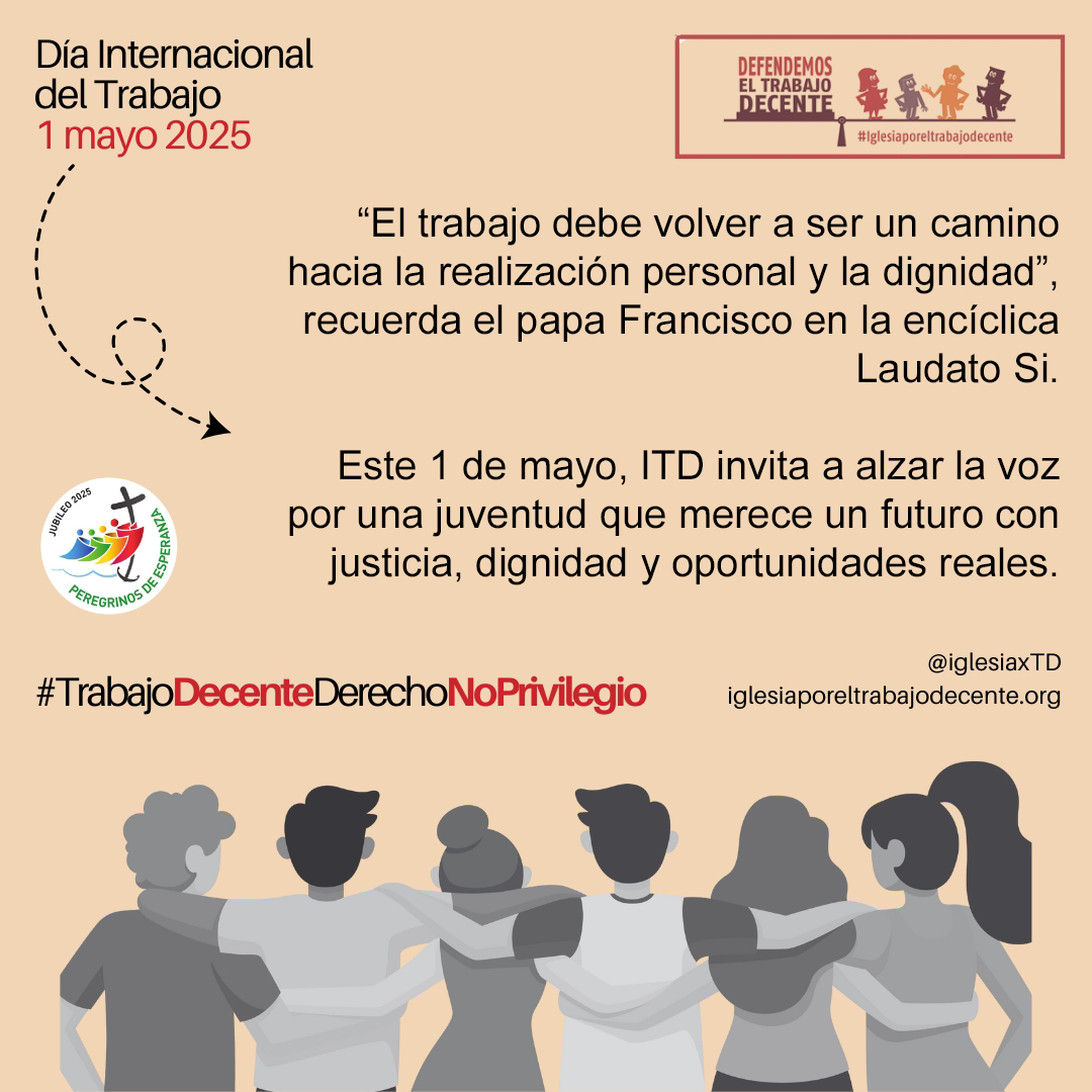En el #díainternacionaldeltrabajo, desde la iniciativa <a href="/IglesiaxTD/">Iglesia x el Trabajo Decente #1mayo</a> pedimos que se tenga especialmente presente a los jóvenes, que empiezan a trabajar tarde debido a las grandes exigencias del mercado laboral
#trabajodecentederechonoprivilegio #precaridadjuvenil  #1deMayo
