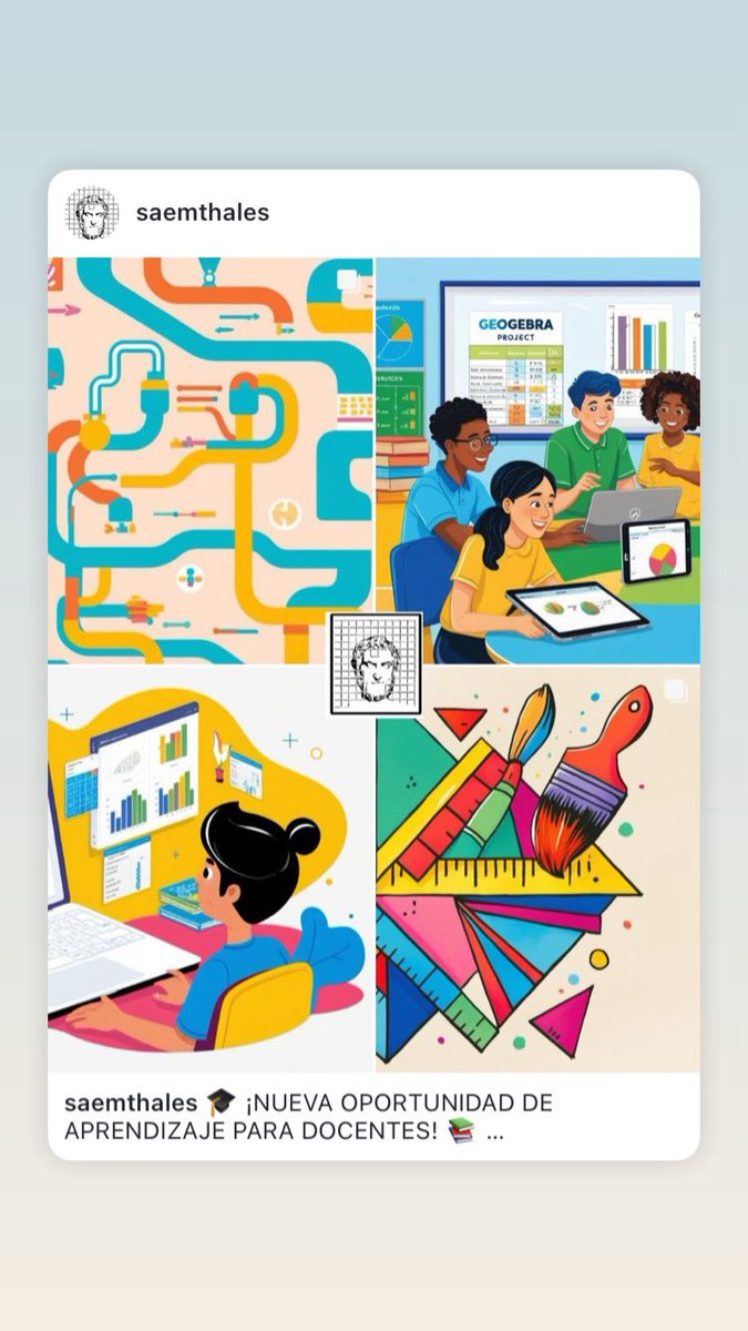 Curso online
📅 Del 26 de mayo al 5 de julio  
⏳ Duración: 40 horas por curso  
💶75€ no socios / 50€ socios
✨ Iniciación a GeoGebra  
📊Geogebra y Estadística  💻Pensamiento computacional  
🖼️Matemáticas y Arte  
🔗 forms.gle/9KQrc5Fx3AB9X9…<a href="/fespm_es/">FESPM</a>