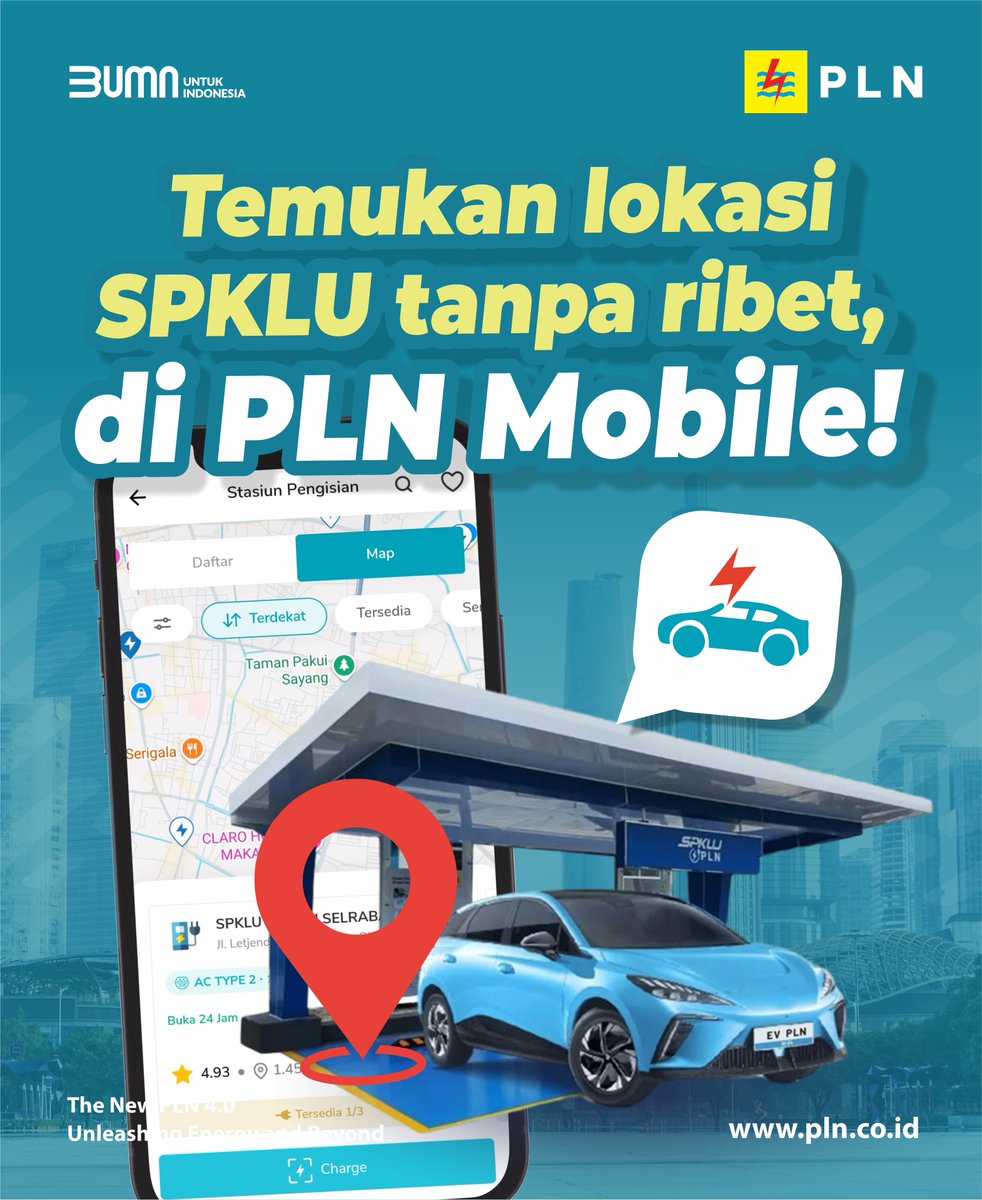 pln_sulselrabar's tweet image. Electrizen, temukan lokasi SPKLU untuk ngecas mobil listrikmu kapan saja dan dimana saja tanpa ribet melalui PLN Mobile! 

Yuk charger kendaraan listrikmu melalui PLN Mobile!

#PLNMobile #SPKLU #tokenlistrik #PLN #SWACam #PLN #PLNUIDSulselrabar