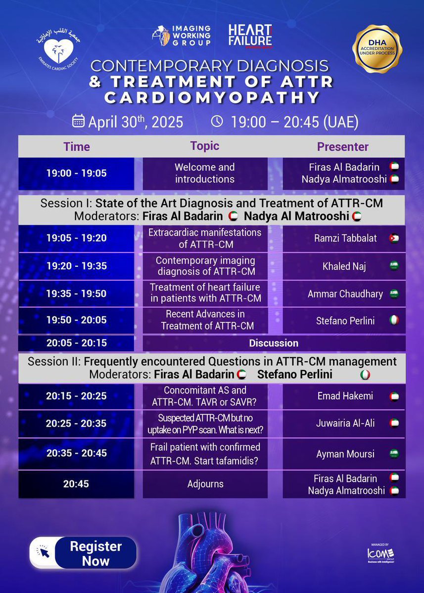 Join us this evening for a webinar on ATTR cardiac amyloidosis, hosted by the Cleveland Clinic Abu Dhabi