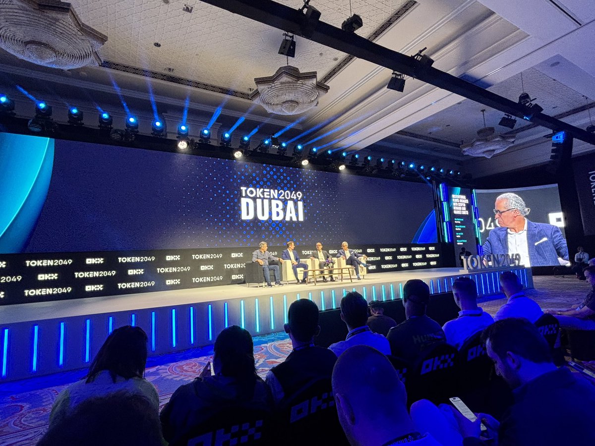 Sessler's tweet photo. At @token2049 in Dubai. I’m shocked. Every institutional lender, all the giant VC’s and many others are here with all the typical “crypto” vendors. Crypto is without a doubt here to stay.  
#token2024 https://t.co/11qXdNP94p