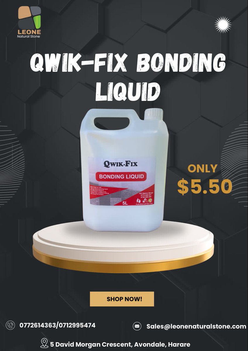 leonestonezw's tweet photo. 🚨Lets have that bond✅️
Readily available at 5David Morgan Crescent, Avondale Harare🔥
##bondingliquid##homemakeover #constructionsolutions https://t.co/IiwiYyylY1