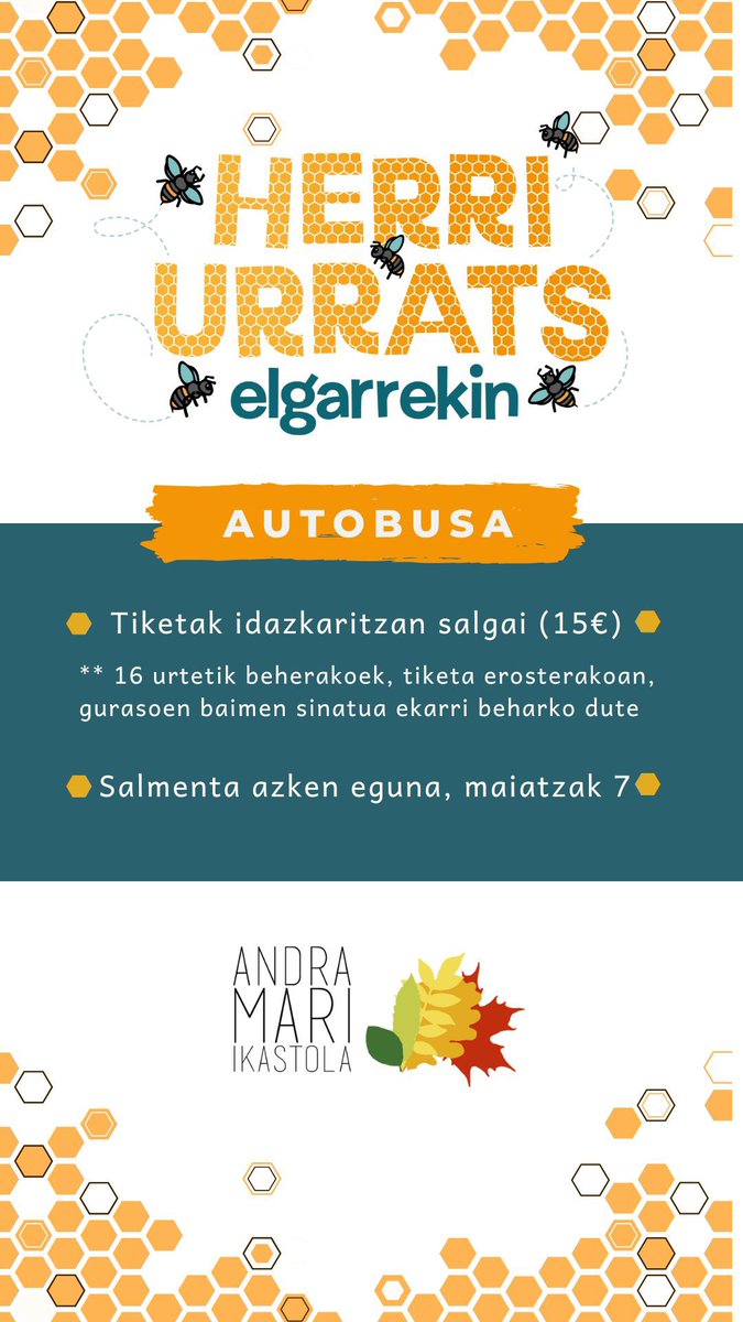 ANDRAMARIIKASTO's tweet image. Adi!!! 🚌🚎🚍

Maiatzaren 11n Herri Urratsera gurekin etorri nahi? Iñigo Aritzarekin batera autobusak antolatu ditugu. 

Zatoz gurekin Iparraldeko Ikastolen jaira!