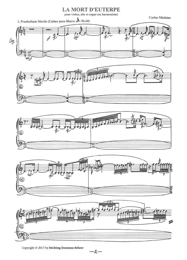 Recently published: Carlos Micháns, 'La mort d'Euterpe' pour violon, alto et orgue (ou harmonium) - 
ift.tt/o9j6NmH
