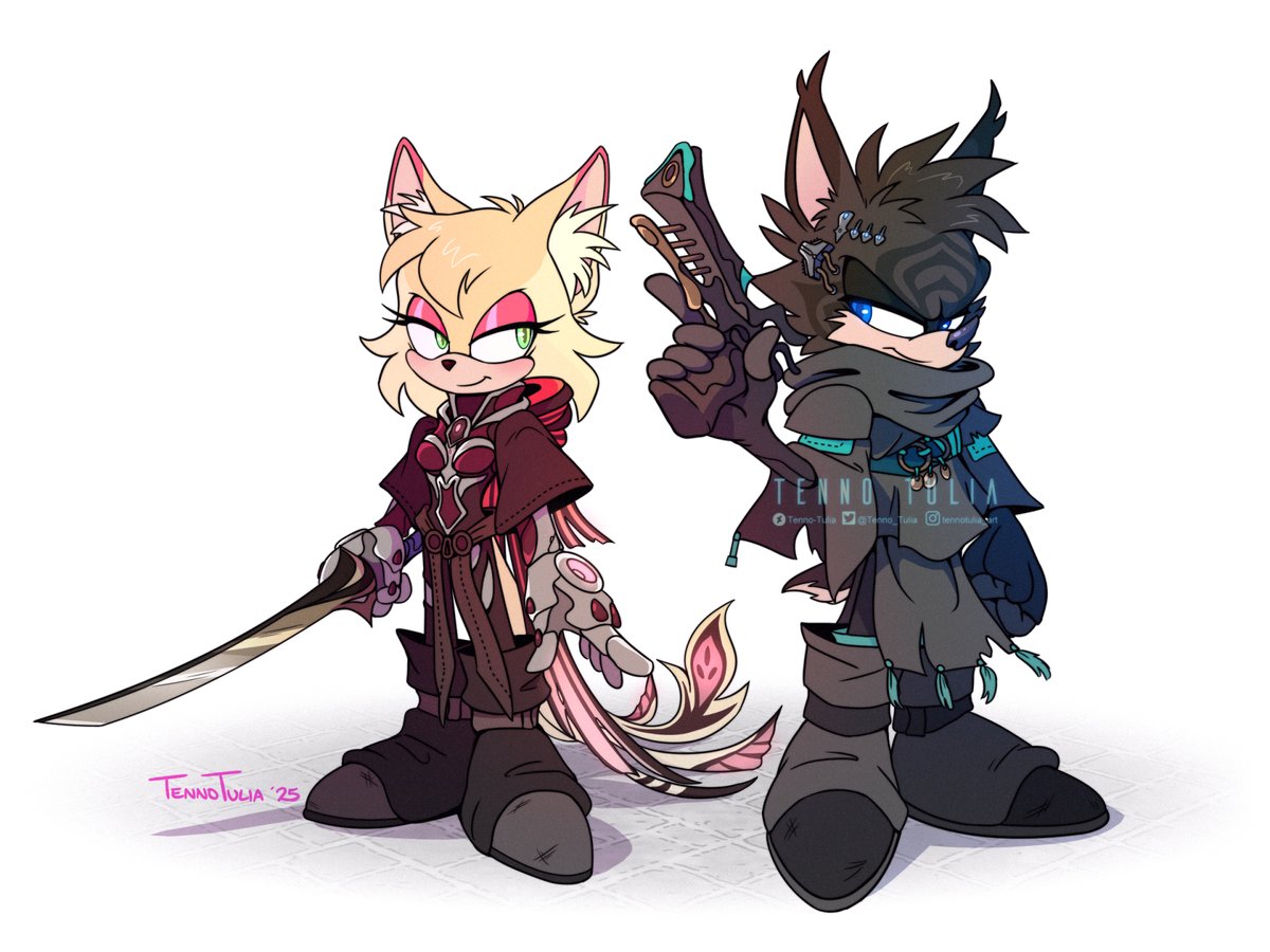 I imagine this is what a Mobian Kavat and Kubrow would look like. I think the drifters look cute like this. #Warframe #warframeart #DuviriParadox