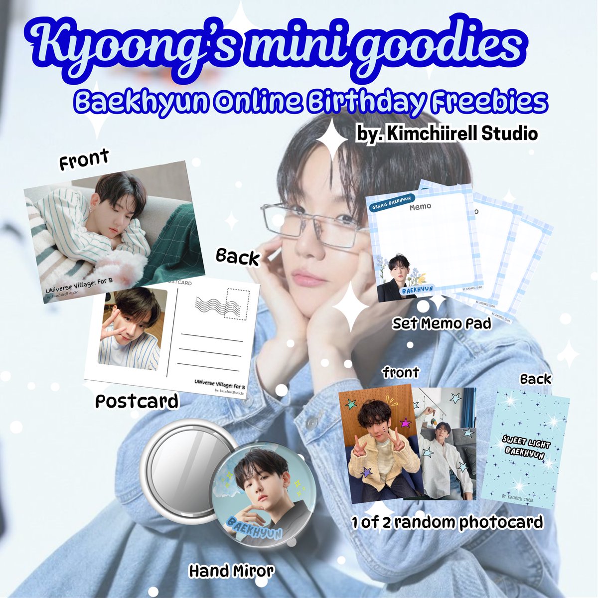 ☆ Kyoong's Mini Goodies ☆
BAEKHYUN #변백현 Online Birthday Freebies by. <a href="/kimchiirell07/">Orell</a> &amp; <a href="/kimchiistudio/">Kimchiirell Studio</a> 

How to claim: 
☆ RT and Like
☆ For INA Exo-L only
☆ Limited qty
☆ CO by 🍊
Period Claim: 05.05.2025 17.30 WIB

Drop your '@' if you want
 #BAEKHYUN #변백현 #엑소