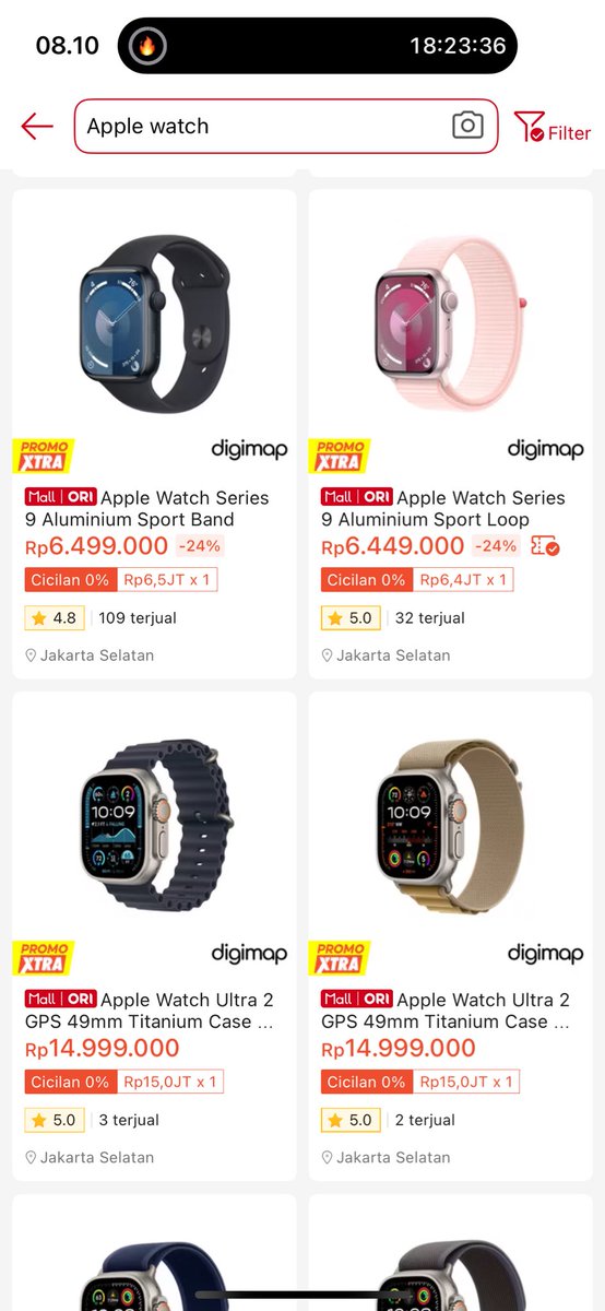 olineoldcloset's tweet photo. FAST JASTIP CUMA SAMPE JAM 2 SORE AJA

WTS APPLE WATCH ASLI DIGIMAP S9 
Ex display diskon karyawan harga aslinya 6.5 an 
Harga diskonnya 
41 mm : 3.7JT
45 mm : 4 JT 

Comment dan DM yaa!! Asap https://t.co/mCST0MrZhB