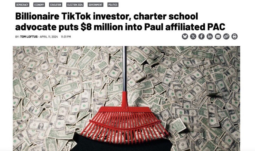 I was wondering what was going on with Rand Paul… well not we know…

Rand Paul is organizing Senators to stop Trump’s tariffs on Communist China not because he believes in “free markets” 

He’s doing it bc his top PAC donor is a major TikTok investor and has hundreds of