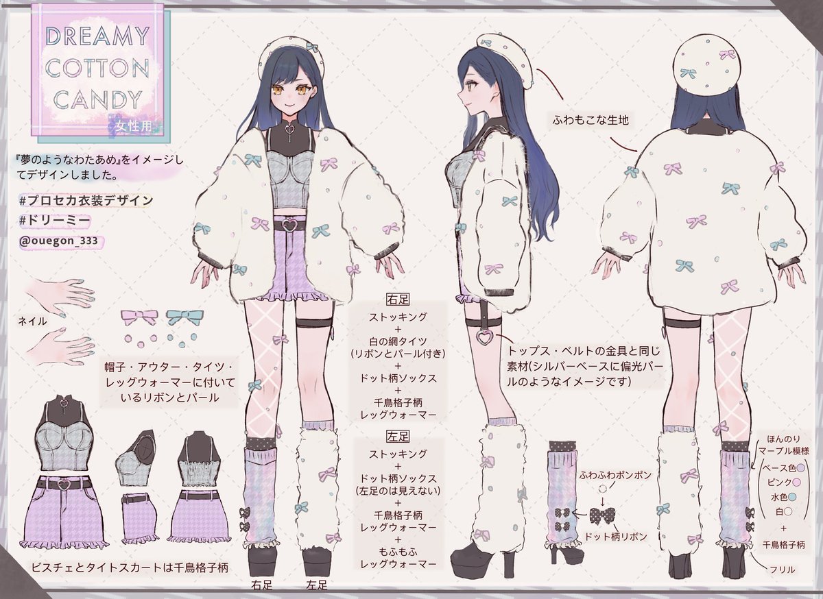#プロセカ衣装デザイン  #ドリーミー 
女性用『DREAMY COTTON CANDY』