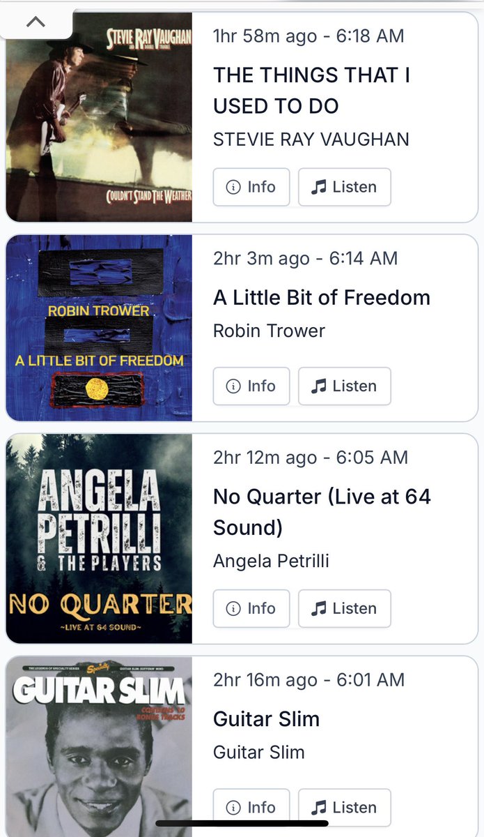 Thanks <a href="/SIRIUSXM/">SiriusXM</a> BB King Bluesville for playing our version of No Quarter! What an honor to be included next to some of my guitar heroes #ledzeppelin #angelapetrilli #grateful