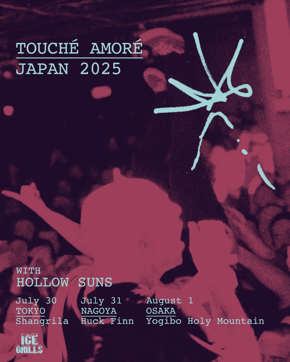 ICE GRILL$ (@icegrillsjp) on Twitter photo 🚨NEWS🚨
USロサンゼルス出身のポストハードコア・バンド、Touché Amoré来日決定!
<a href="/ToucheAmore/">Touché Amoré</a> JAPAN 2025 with <a href="/HollowSuns/">HOLLOW SUNS</a>
7/30 TOKYO @ SHANGRILA
7/31 NAGOYA @ HUCK FINN
8/01 OSAKA @ YOGIBO HOLY MOUNTAIN
チケット先行発売開始!
icegrills.jp/toucheamorejap…
icegrillsnerds.com/?pid=186301293 🚨NEWS🚨
USロサンゼルス出身のポストハードコア・バンド、Touché Amoré来日決定!
<a href="/ToucheAmore/">Touché Amoré</a> JAPAN 2025 with <a href="/HollowSuns/">HOLLOW SUNS</a>
7/30 TOKYO @ SHANGRILA
7/31 NAGOYA @ HUCK FINN
8/01 OSAKA @ YOGIBO HOLY MOUNTAIN
チケット先行発売開始!
icegrills.jp/toucheamorejap…
icegrillsnerds.com/?pid=186301293