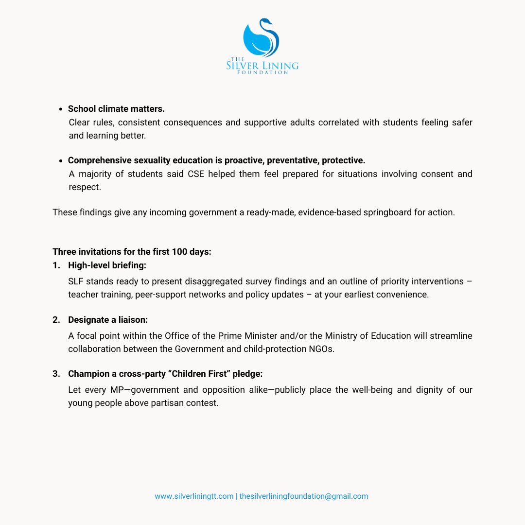 slftt's tweet image. 🚨 𝐌𝐄𝐃𝐈𝐀 𝐑𝐄𝐋𝐄𝐀𝐒𝐄 🚨

We urge the new government to make schools safer, kinder &amp;amp; more inclusive and stand ready to work collaborate, turning evidence into action.

🔗 Full statement here: silverliningtt.com/put-children-f…

#SLFTT #SaferSchools