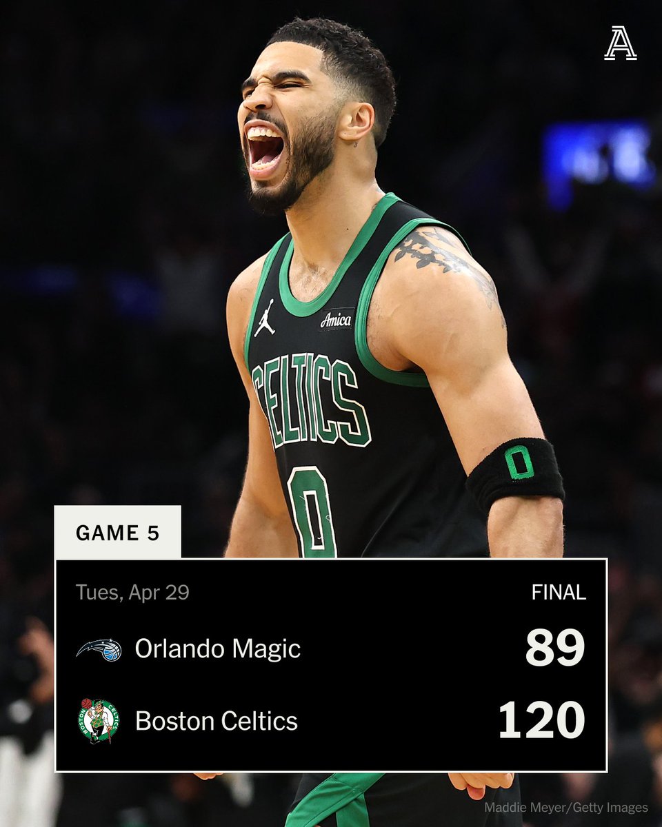 Boston moves on to the Eastern Conference Semifinals, defeating Orlando in five games 🍀