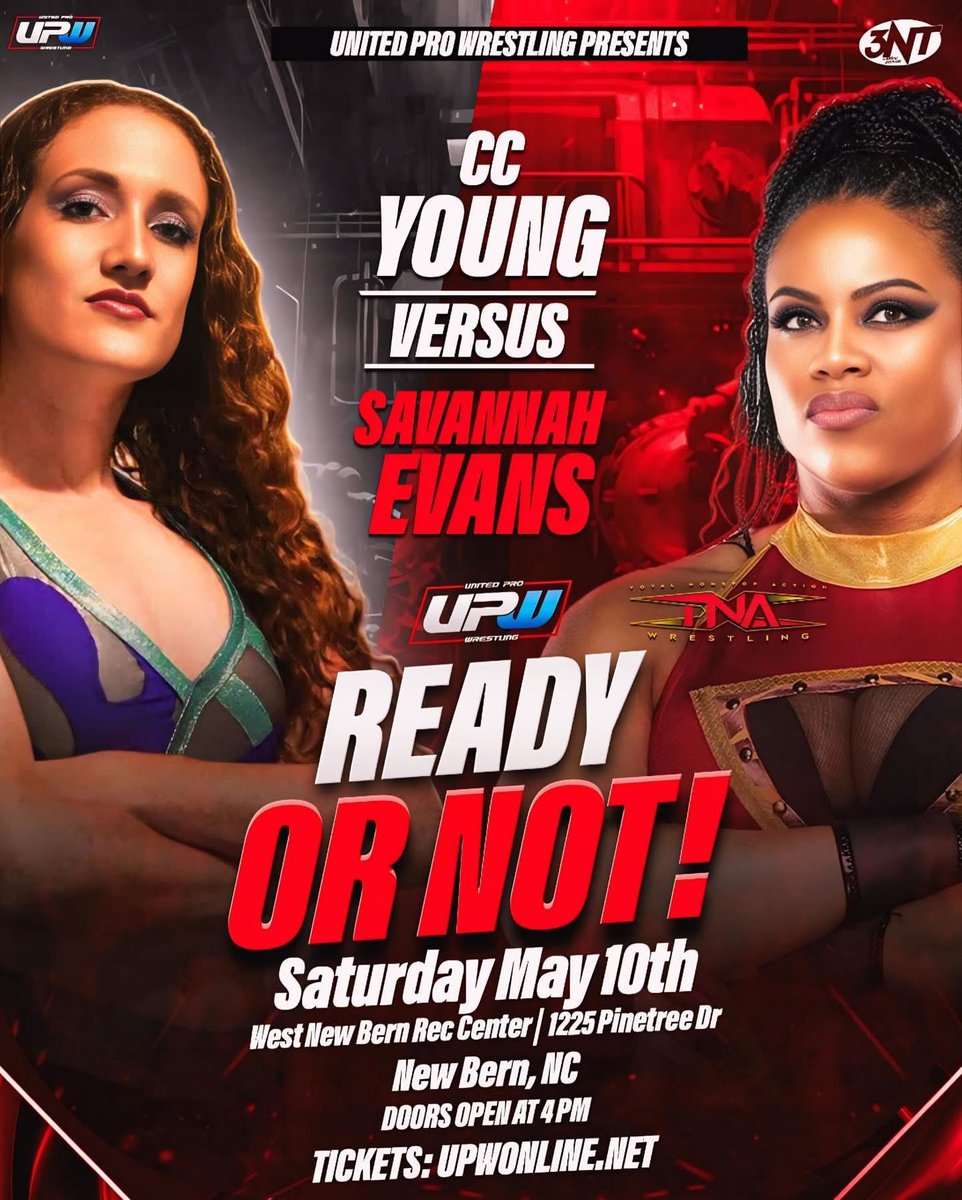 United Pro Wrestling (@theofficialupw) on Twitter photo TNA Star <a href="/SavannahEvansNV/">Savannah Evans</a> faces off with <a href="/simplyCi__/">CC Young</a> May 10th 
Tickets: upwonline.net TNA Star <a href="/SavannahEvansNV/">Savannah Evans</a> faces off with <a href="/simplyCi__/">CC Young</a> May 10th 
Tickets: upwonline.net