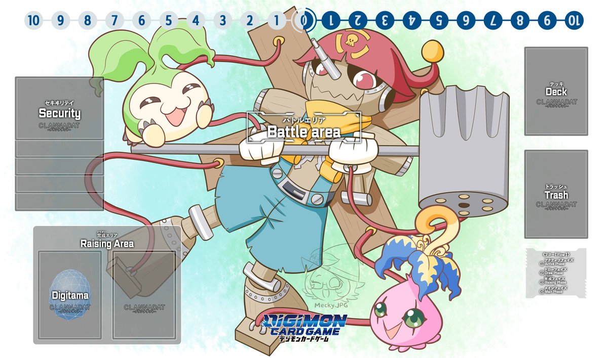 MeckyJPG's tweet image. I made my own playmat of Digimon! With Puppetmon being the main protagonist cause i will use his new deck, yipee! 💖
Oh and of course his two bulb Digimon, Tanemon and Yokomon 😍

#Digimon #Puppetmon #ピノッキモン #Tanemon #Yokomon #Playmat #Custom