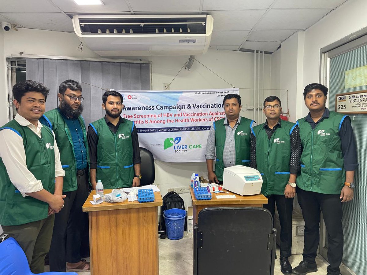 L_C_S_23's tweet photo. In observance of World Immunization Week 2025, Liver Care Society, successfully organized a two-day Hepatitis B Screening &amp; Vaccination Campaign among the healthcare Worker of CSCR (Pvt) Limited Hospital.
#WorldImmunizationWeek2025 #HepB #LiverCareSociety #VaccinesWork #SaaS https://t.co/Wuf41hyESR