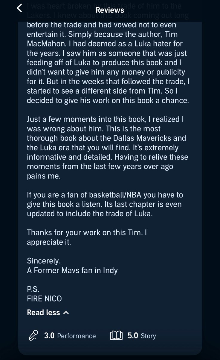 Hey <a href="/espn_macmahon/">Tim MacMahon</a> just wanted to let you know that I finished your book and left a review. 

Thank you for the work you did on this.