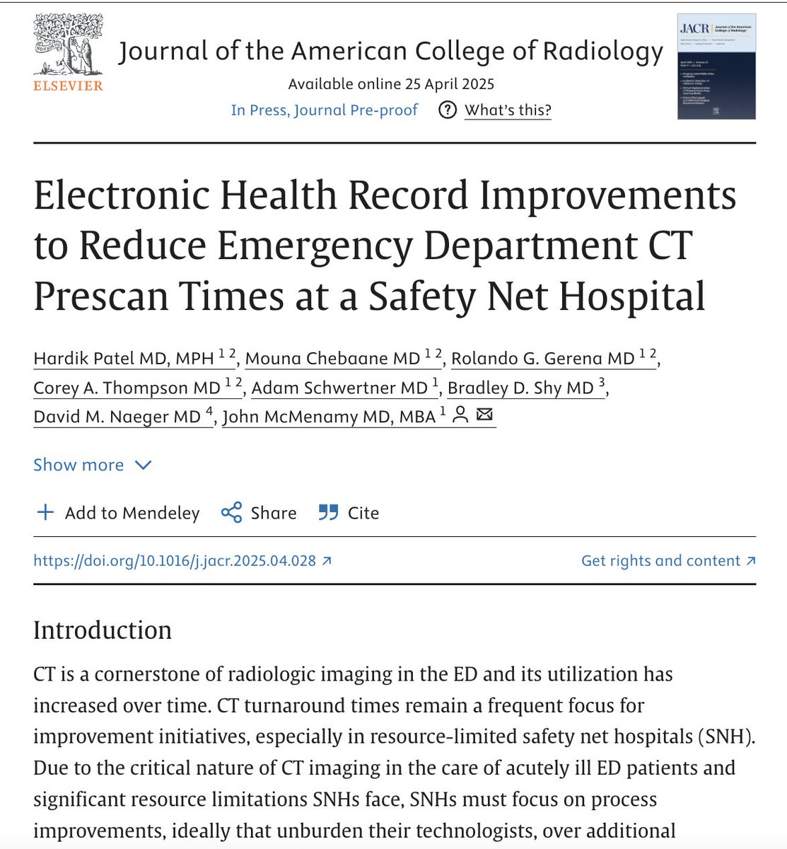 Erin Cooke, MD (@erincookemd) on Twitter photo Proud of the excellent work of our <a href="/CURadiology/">CU Radiology</a> resident 1st author <a href="/HPatel_MDMPH/">Hardik Patel, MD, MPH</a> & coauthor CU #radres & colleagues <a href="/DenverHealthMed/">Denver Health</a> for their impactful QI study now available <a href="/JACRJournal/">JACR</a> ⬇️🙌
Congrats!!
doi.org/10.1016/j.jacr… Proud of the excellent work of our <a href="/CURadiology/">CU Radiology</a> resident 1st author <a href="/HPatel_MDMPH/">Hardik Patel, MD, MPH</a> & coauthor CU #radres & colleagues <a href="/DenverHealthMed/">Denver Health</a> for their impactful QI study now available <a href="/JACRJournal/">JACR</a> ⬇️🙌
Congrats!!
doi.org/10.1016/j.jacr…