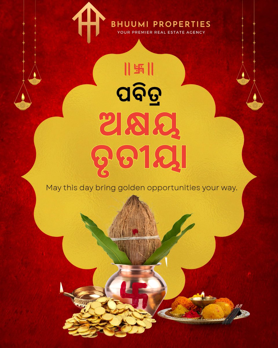 Celebrate Akshaya Tritiya with new beginnings and endless prosperity 🪔✨ Invest in your dream land with Bhuumi Properties today 🏡📈 #AkshayaTritiya #odisha #odia #odiafood