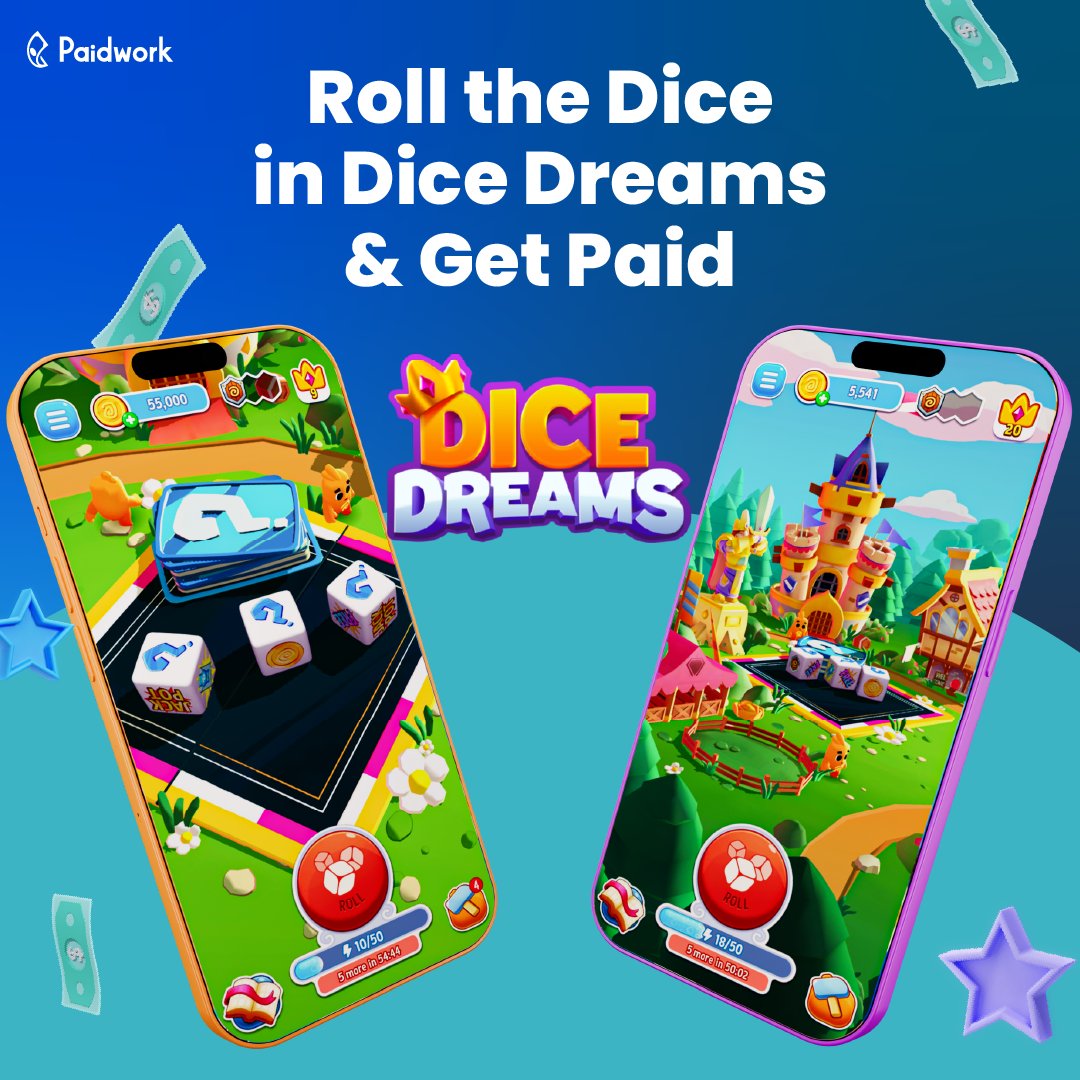 🎲 Roll, Win &amp; Earn!
Get paid to play Dice Dreams with Paidwork! 💸
Build kingdoms, roll the dice, and cash out your rewards.
Start earning while having fun - no experience needed!

👇 Tap the link and start rolling now!
paidwork.com

#Paidwork #DiceDreams