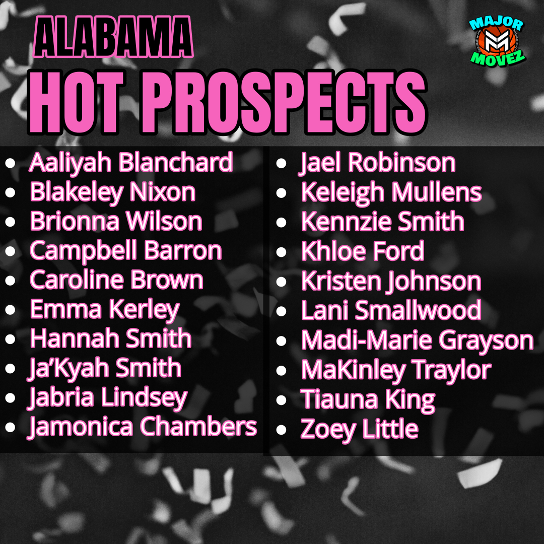 Major Movez Basketball Review #MMBR (@mmbr_coachgbell) on Twitter photo #MMBR Alabama Girls Recruiting Breakdown🏀
Spring 2025 <a href="/MajorMovezMedia/">Major Movez Media</a> Hot Prospects
<a href="/ZoeyLittle_/">Zoey</a> <a href="/lanismallwood12/">Lani smallwood</a> <a href="/tmki222/">Tiauna King</a> <a href="/JabriaLindsey/">Jabria Lindsey</a> <a href="/Kelmul10/">Keleigh mullens</a> <a href="/JaelRobinson8/">Jael Robinson</a> <a href="/kennzie_2/">kennzie smith</a> <a href="/CampbellBarron2/">Campbell Barron</a> <a href="/LiyahB_13/">Aaliyah Blanchard</a> <a href="/kerley_emma/">Emma Kerley</a> <a href="/Ball_Chambers24/">Jamonica Chambers</a> <a href="/makinley0101/">Makinley Traylor</a> #MMBR Alabama Girls Recruiting Breakdown🏀
Spring 2025 <a href="/MajorMovezMedia/">Major Movez Media</a> Hot Prospects
<a href="/ZoeyLittle_/">Zoey</a> <a href="/lanismallwood12/">Lani smallwood</a> <a href="/tmki222/">Tiauna King</a> <a href="/JabriaLindsey/">Jabria Lindsey</a> <a href="/Kelmul10/">Keleigh mullens</a> <a href="/JaelRobinson8/">Jael Robinson</a> <a href="/kennzie_2/">kennzie smith</a> <a href="/CampbellBarron2/">Campbell Barron</a> <a href="/LiyahB_13/">Aaliyah Blanchard</a> <a href="/kerley_emma/">Emma Kerley</a> <a href="/Ball_Chambers24/">Jamonica Chambers</a> <a href="/makinley0101/">Makinley Traylor</a>