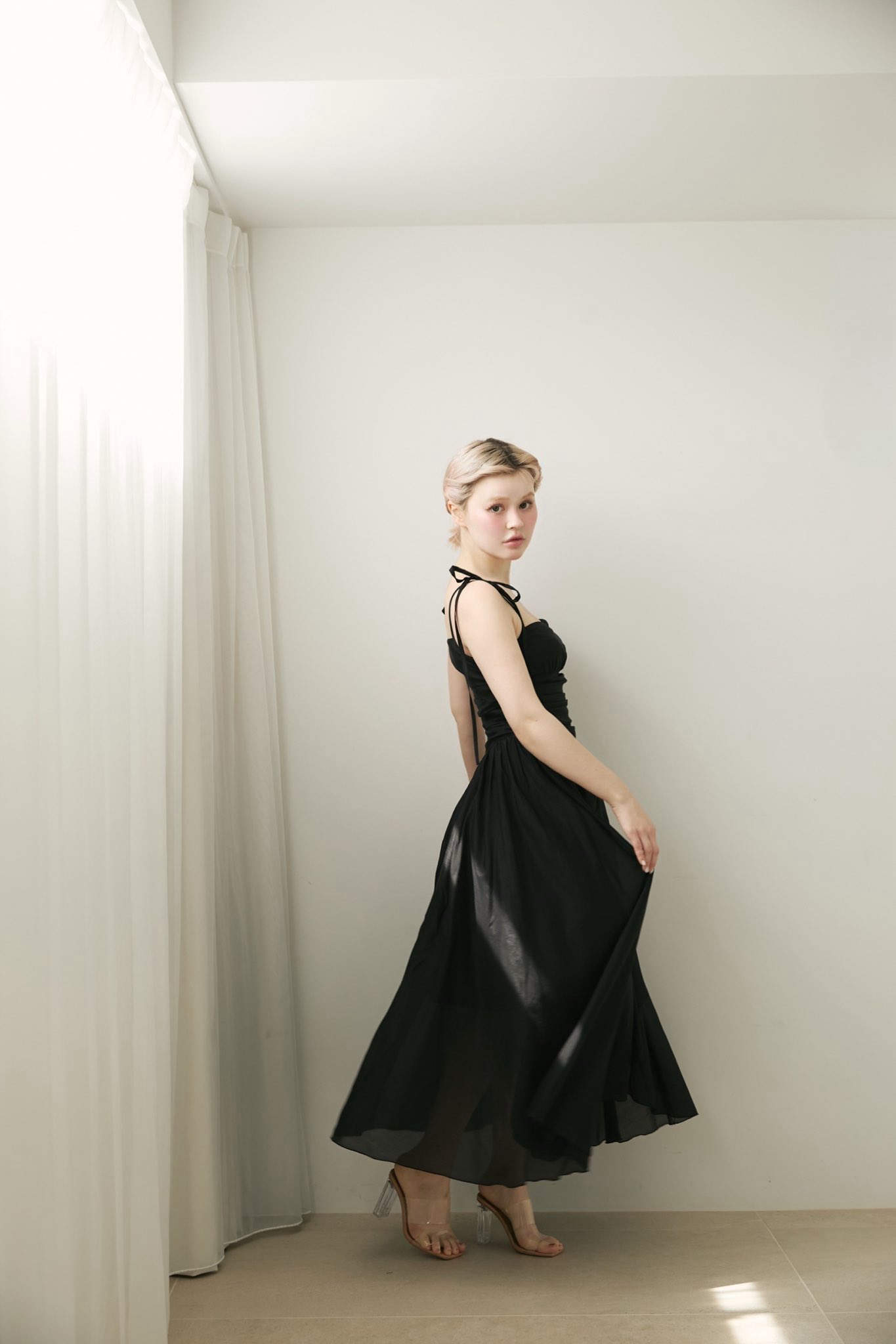 Andmary Wendy seethrough flare dress