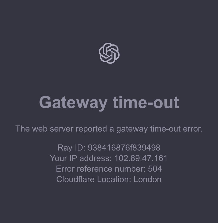 Hey <a href="/ChatGPTapp/">ChatGPT</a> ,

Tried using your services and I am getting the error message below.

Could it mean your server is down?