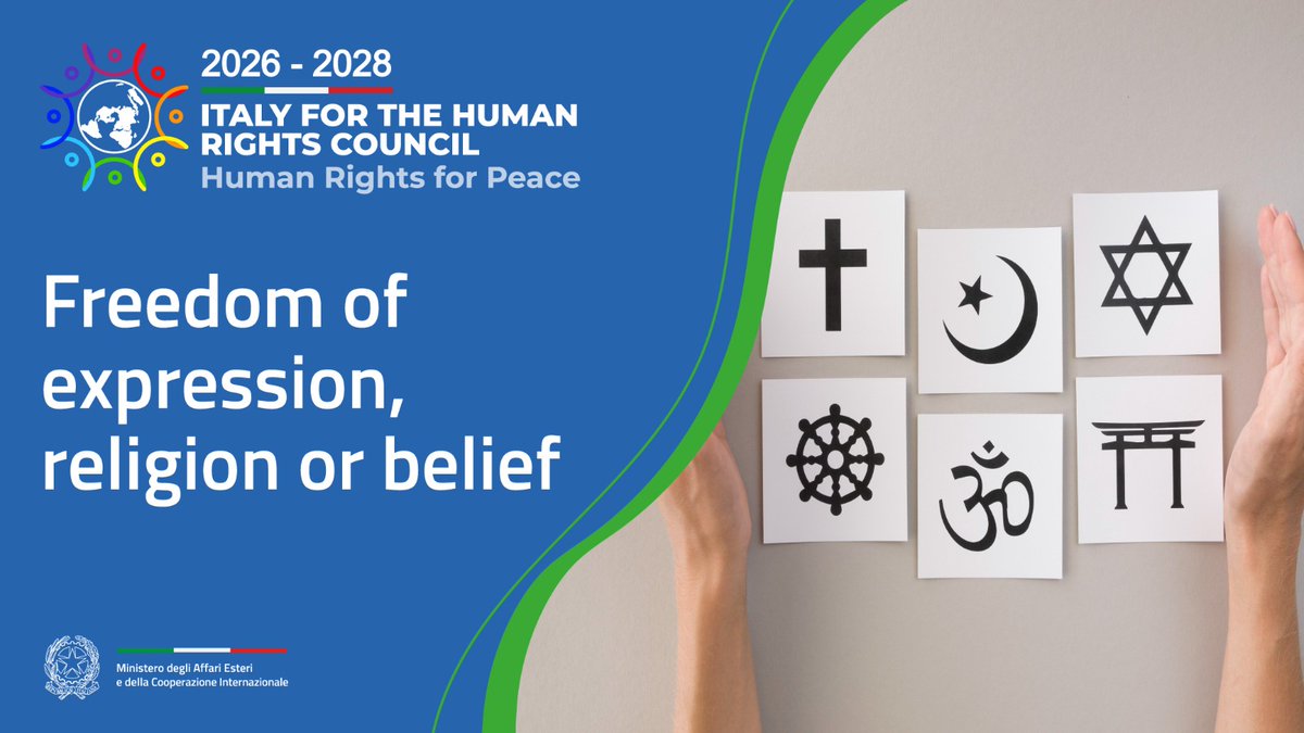 Italy🇮🇹is committed to protecting freedoms of opinion, expression, press, religion, or belief. At the 🇺🇳 #HumanRights Council we will continue to support #pluralism, #inclusion, and #tolerance and promote #interreligious and intercultural #dialogue.

#ItalyforHumanRights