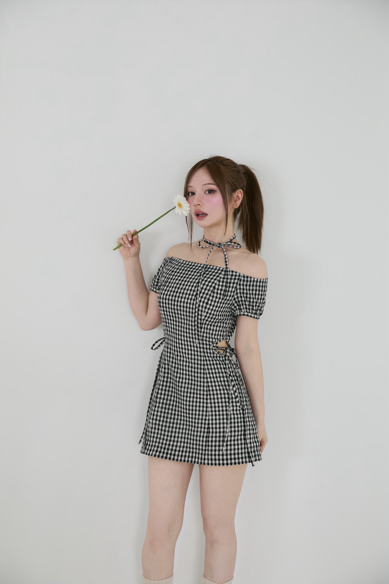 Andmary Becky check mini dress black - mini