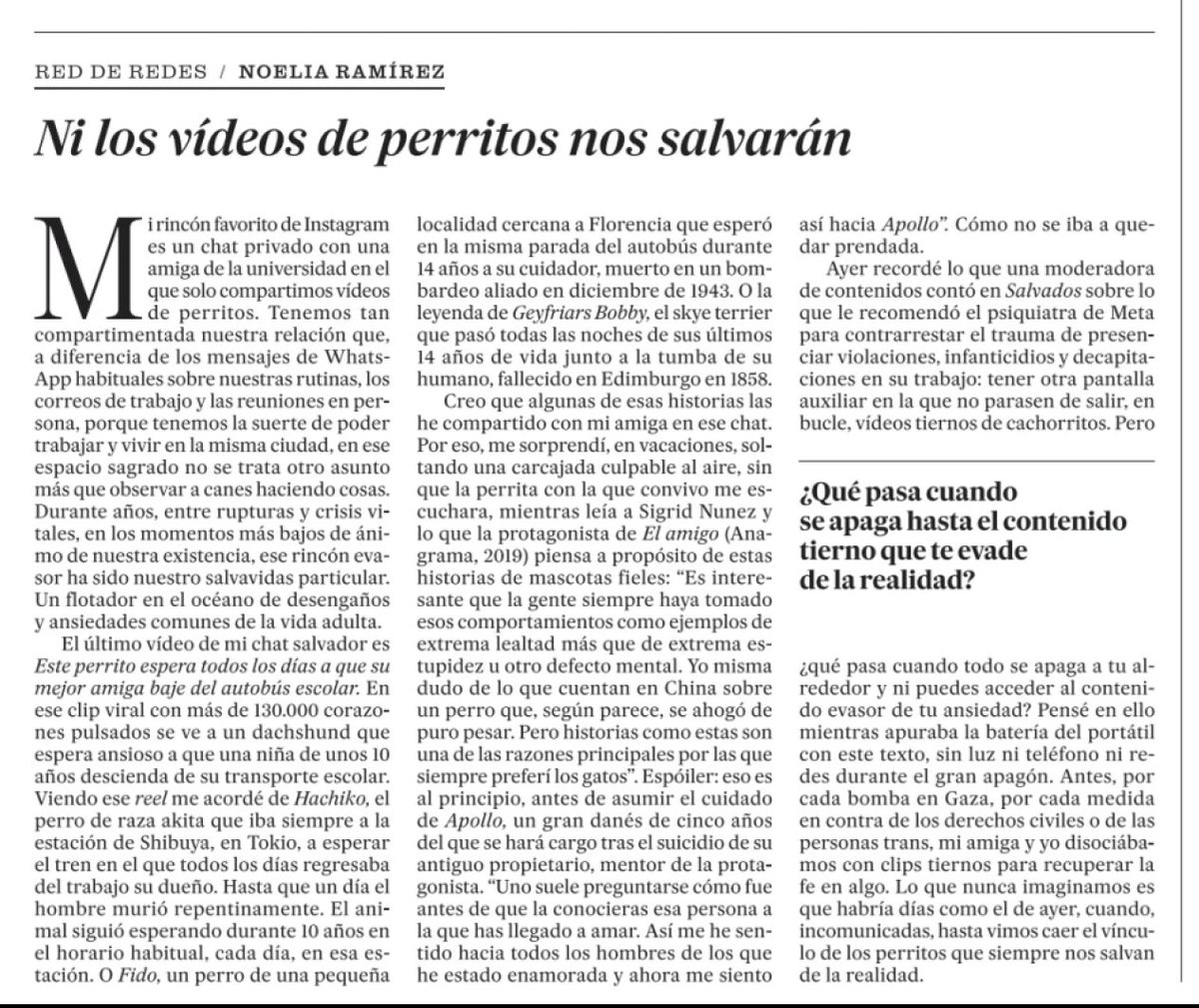 ¿Qué pasa  cuando todo se apaga a tu alrededor y ni puedes acceder al contenido evasor de tu ansiedad?

El País, España. 29/04/2025