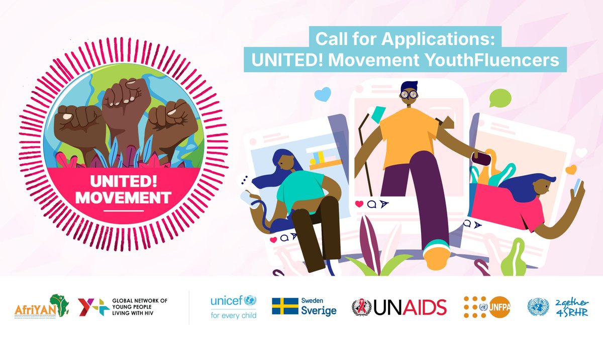 UNITED! Movement (@unitedmoveesa) on Twitter photo Are YOU the next UNITED! Movement YouthFluencer Weโre looking for young leaders (15โ24) from Eastern & Southern Africa to turn your social feeds into forces for goodโdriving SRHR & #HIV awareness and social & behaviour change in your communities. Apply ๐๐ผ yplusglobal.org/work-with-us-Uโฆ Are YOU the next UNITED! Movement YouthFluencer Weโre looking for young leaders (15โ24) from Eastern & Southern Africa to turn your social feeds into forces for goodโdriving SRHR & #HIV awareness and social & behaviour change in your communities. Apply ๐๐ผ yplusglobal.org/work-with-us-Uโฆ