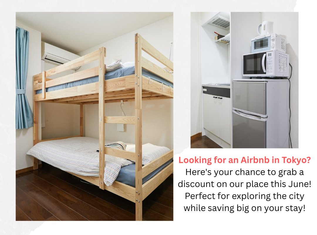 BedandStay's tweet photo. Hello Tokyo Travelers!
If you're visiting Tokyo with a large group, our spacious Airbnb is the perfect place for you!
And for those coming in June, we’re offering a special discounted rate.
#Airbnb #TokyoStay #JapanTravel #ExploreTokyo #StayInTokyo #東京ステイ #日本旅行 #宿泊 https://t.co/nFRsw4z6kw