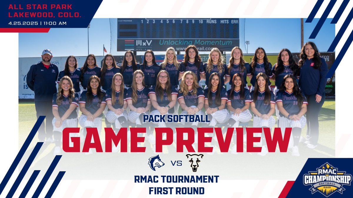 CSU-Pueblo Softball (@csupsoftball) on Twitter photo π₯ PREVIEW
<a href="/CSUPsoftball/">CSU-Pueblo Softball</a> begins journey at <a href="/RMAC_SPORTS/">RMAC Sports</a> Tournament on Wednesday versus UCCS
The first round match-up begins at 11am at All Star Park in Lakewood
MORE: bit.ly/44bf3Pa
#DevelopingChampions #BackThePack #Grit #Unit π₯ PREVIEW
<a href="/CSUPsoftball/">CSU-Pueblo Softball</a> begins journey at <a href="/RMAC_SPORTS/">RMAC Sports</a> Tournament on Wednesday versus UCCS
The first round match-up begins at 11am at All Star Park in Lakewood
MORE: bit.ly/44bf3Pa
#DevelopingChampions #BackThePack #Grit #Unit