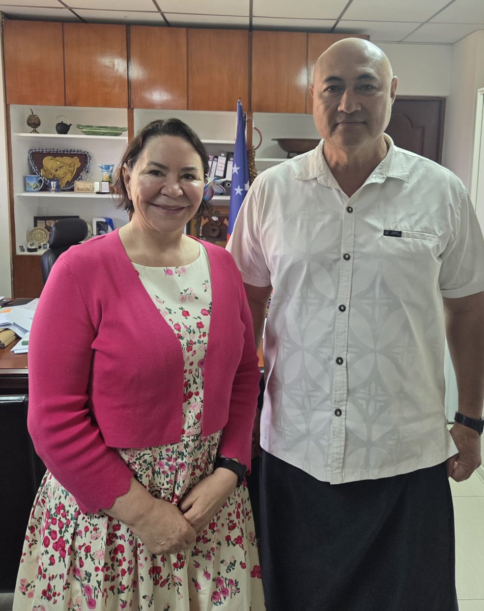 Today, the UN Resident Coordinator Karla Hershey had a courtesy meeting with the Deputy Prime Minister Hon. Tuala Iosefo Ponifasio. They discussed current global challenges, the importance of developing an inclusive and sustainable economy, and areas of UN support to further