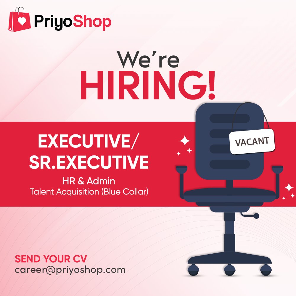 priyoshopb2b's tweet image. We are looking for an HR and Admin Executive/S. Executive who can attract the right fit for our company.

Visit priyoshopretail.com/career/ for a detailed job description and perks!

#PriyoShop #HRAdmin #Hiring #JobOpening #JobsForHR #B2BMarketplace #Bangladesh