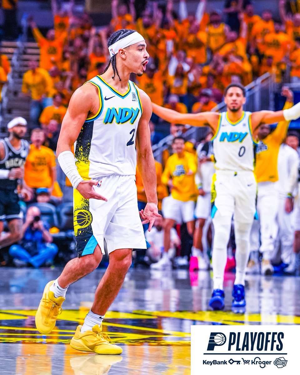Pacers's tweet photo. largest comeback win in the final 40 seconds of a playoff game since at least 1996-97 😎 https://t.co/Laqnp3GPNk