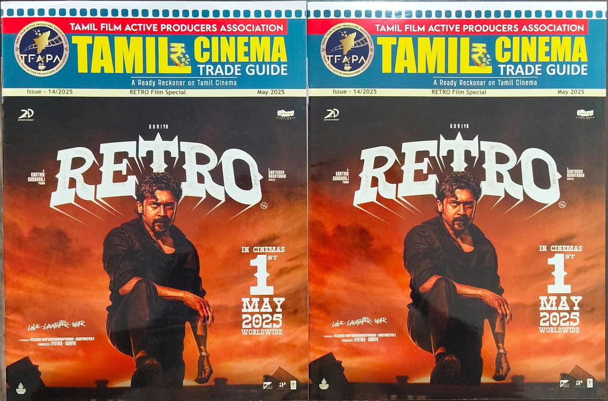 Tamil Film Active Producers Association (@tfapatn) on Twitter photo #RETRO Special May 2025 issue of #TamilCinemaTradeGuide is out now. Best wishes to <a href="/2D_ENTPVTLTD/">2D Entertainment</a> <a href="/rajsekarpandian/">Rajsekar Pandian</a> & Team for blockbuster success of the film 👍
The Trade Guide issue will reach all our members, media, Industry associates soon 💐👍
<a href="/onlynikil/">Nikil Murukan</a> #RETRO Special May 2025 issue of #TamilCinemaTradeGuide is out now. Best wishes to <a href="/2D_ENTPVTLTD/">2D Entertainment</a> <a href="/rajsekarpandian/">Rajsekar Pandian</a> & Team for blockbuster success of the film 👍
The Trade Guide issue will reach all our members, media, Industry associates soon 💐👍
<a href="/onlynikil/">Nikil Murukan</a>
