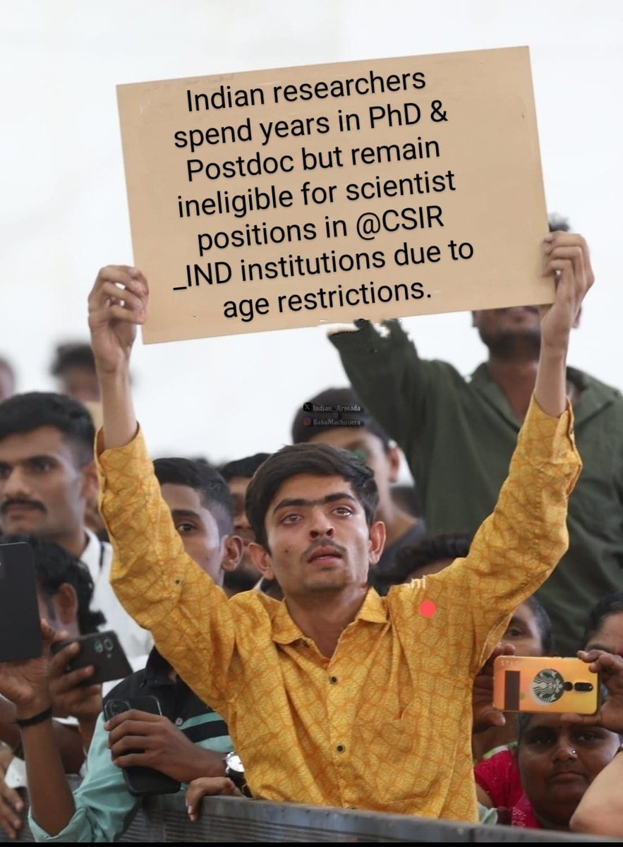 All India Research Scholars Association (@airsaindia) on Twitter photo #AgeLimitReform <a href="/DrNKalaiselvi/">N Kalaiselvi</a>
How long will <a href="/CSIR_IND/">CSIR, India</a> stay silent?
Excluding talented and experienced scholars from permanent scientist positions due to the rigid 32-year age limit is a serious injustice
#SupportResearchers <a href="/DrJitendraSingh/">Dr Jitendra Singh</a> <a href="/IndianExpress/">The Indian Express</a> <a href="/TimesNow/">TIMES NOW</a> <a href="/the_hindu/">The Hindu</a> #AgeLimitReform <a href="/DrNKalaiselvi/">N Kalaiselvi</a>
How long will <a href="/CSIR_IND/">CSIR, India</a> stay silent?
Excluding talented and experienced scholars from permanent scientist positions due to the rigid 32-year age limit is a serious injustice
#SupportResearchers <a href="/DrJitendraSingh/">Dr Jitendra Singh</a> <a href="/IndianExpress/">The Indian Express</a> <a href="/TimesNow/">TIMES NOW</a> <a href="/the_hindu/">The Hindu</a>