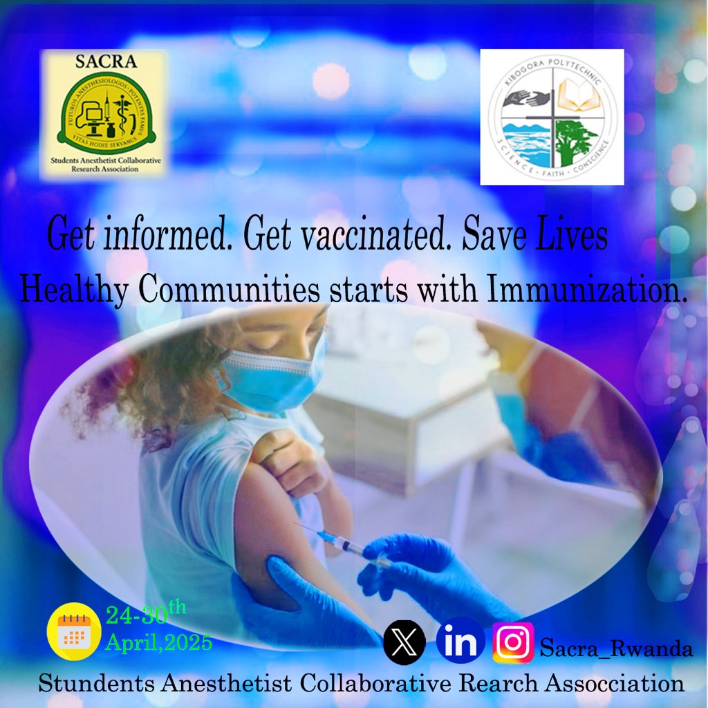 Sacra_rwanda's tweet image. This #WorldHealthWeek, we stand for stronger communities through immunization! Vaccines save lives, prevent disease, and protect our future. Join us in raising awareness and promoting access to vaccines for all. #ImmunizationWeek #HealthForAll #SACRA @WHORwanda