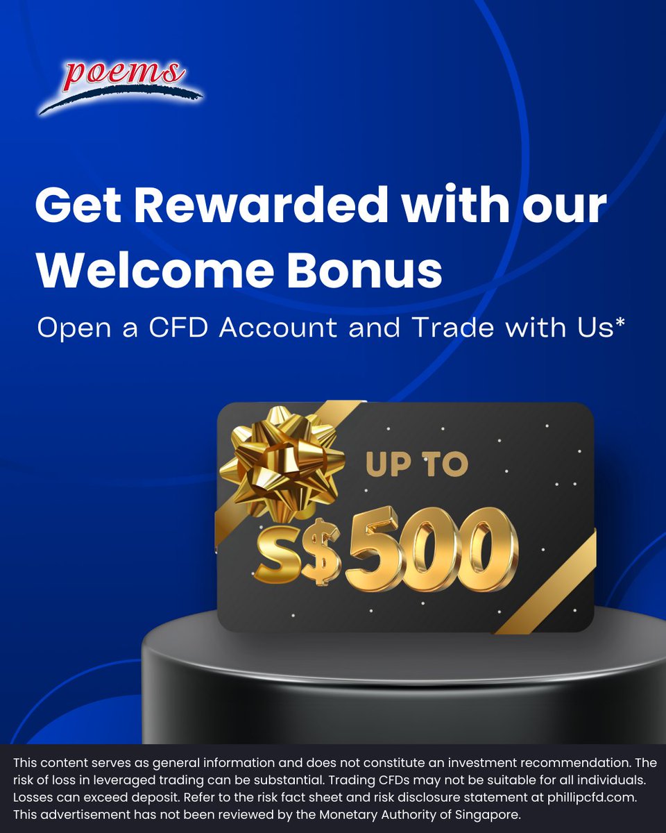 New to CFD trading? Start with a bonus!

✅ S$100 for your first trade
✅ S$10 for every trade after (up to S$400)

📅 Promo ends on 30 June 2025
Get up to S$500 cash credits till 30 June  – don’t miss out!

Learn more:  bit.ly/40l5rhp