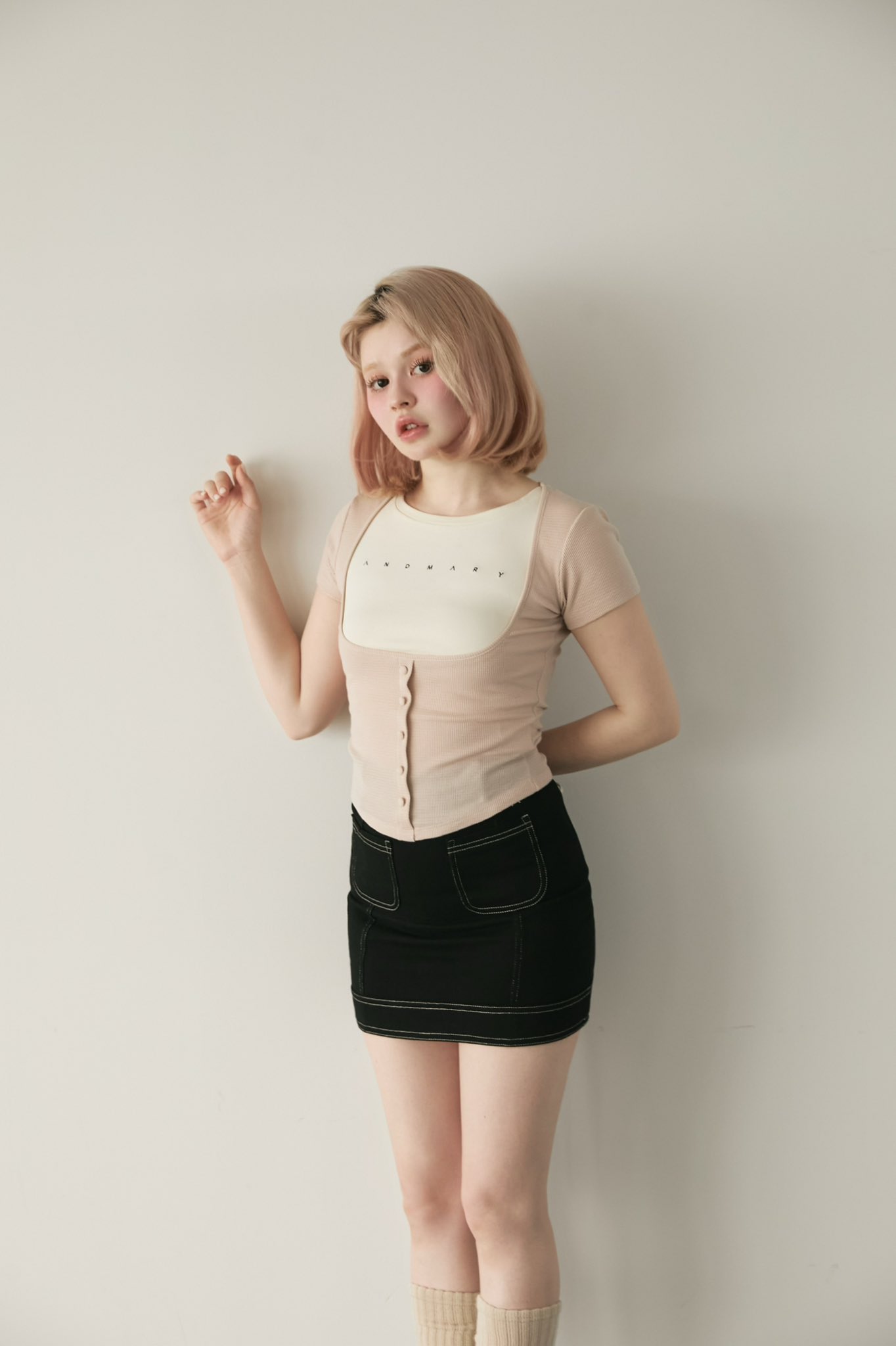 andmary スカート ANDMARY】Baby ribbon mini skirt