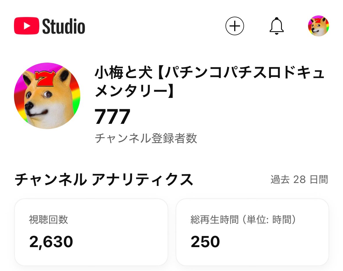 smallplum_dog's tweet photo. いつも小梅と犬チャンネルをご覧いただきありがとうございます！

チャンネル登録者数がついに777人になりましたので記念に✨

みなさんいつもご覧頂きありがとうございます！
これからもどうぞよろしくお願いいたします。
また7,777人の時にお会いしましょう！ https://t.co/RhOtQtingS