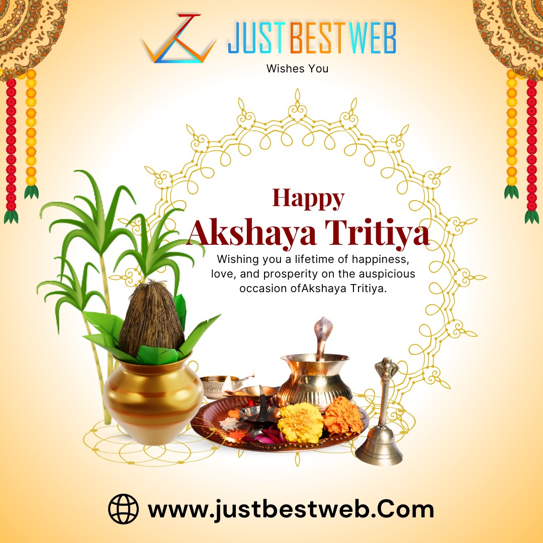 justbestweb's tweet photo. JUSTBESTWEB wishes you a blessed Akshaya Tritiya!

.
#AkshayaTritiya #HappyAkshayaTritiya #AuspiciousBeginnings #Prosperity #TraditionAndTechnology #Blessings #JustBestWeb #FestivalVibes #SpiritualJoy #CulturalCelebration #NewBeginnings #DigitalGreetings #CelebrateTradition https://t.co/9iwcrXQVWl