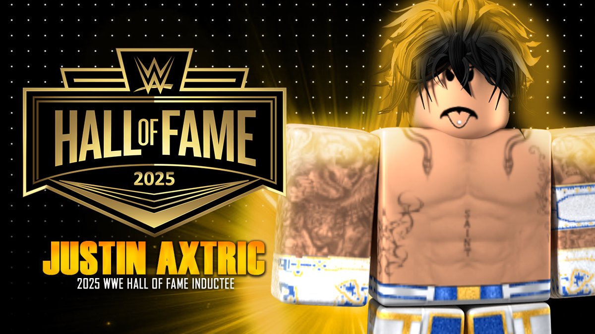 _WWERoblox's tweet image. NEXT #WWEHOF INDUCTEE!
A former Intercontinental Champion, Multi Tag Team Champion one of the longest reigning! @FREEJ6STIN has been Inducted into the 2025 Hall of Fame Class.