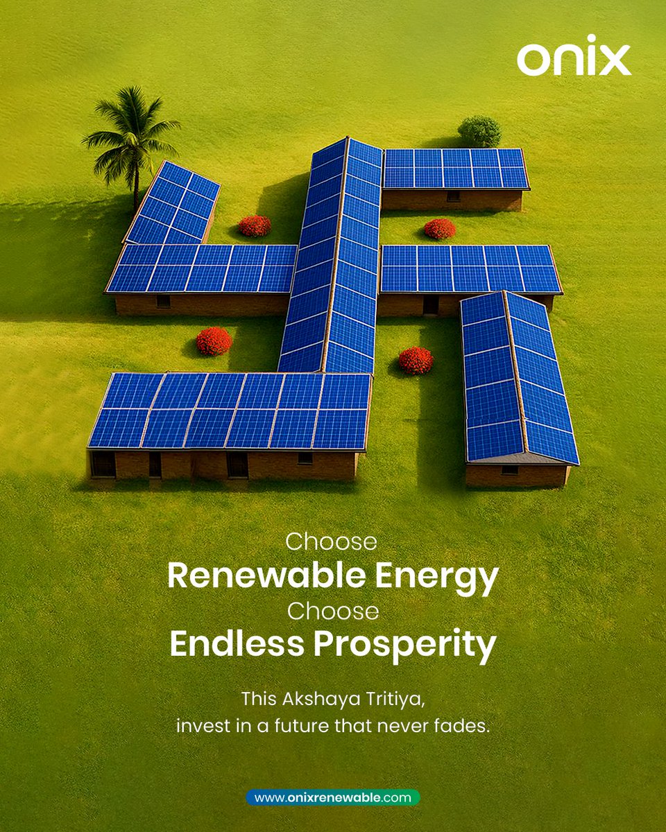 onixrenewable's tweet photo. Shubh Akshaya Tritiya! ๐
This year, invest in energy that never fades and prosperity that never ends.
Choose solar. Choose forever.
#OnixRenewable #AkshayaTritiya2025 #EndlessProsperity #SolarInvestment #GreenEnergy #SustainableWealth #PowerTheFuture #CleanEnergyChoices https://t.co/on1e80NeAi