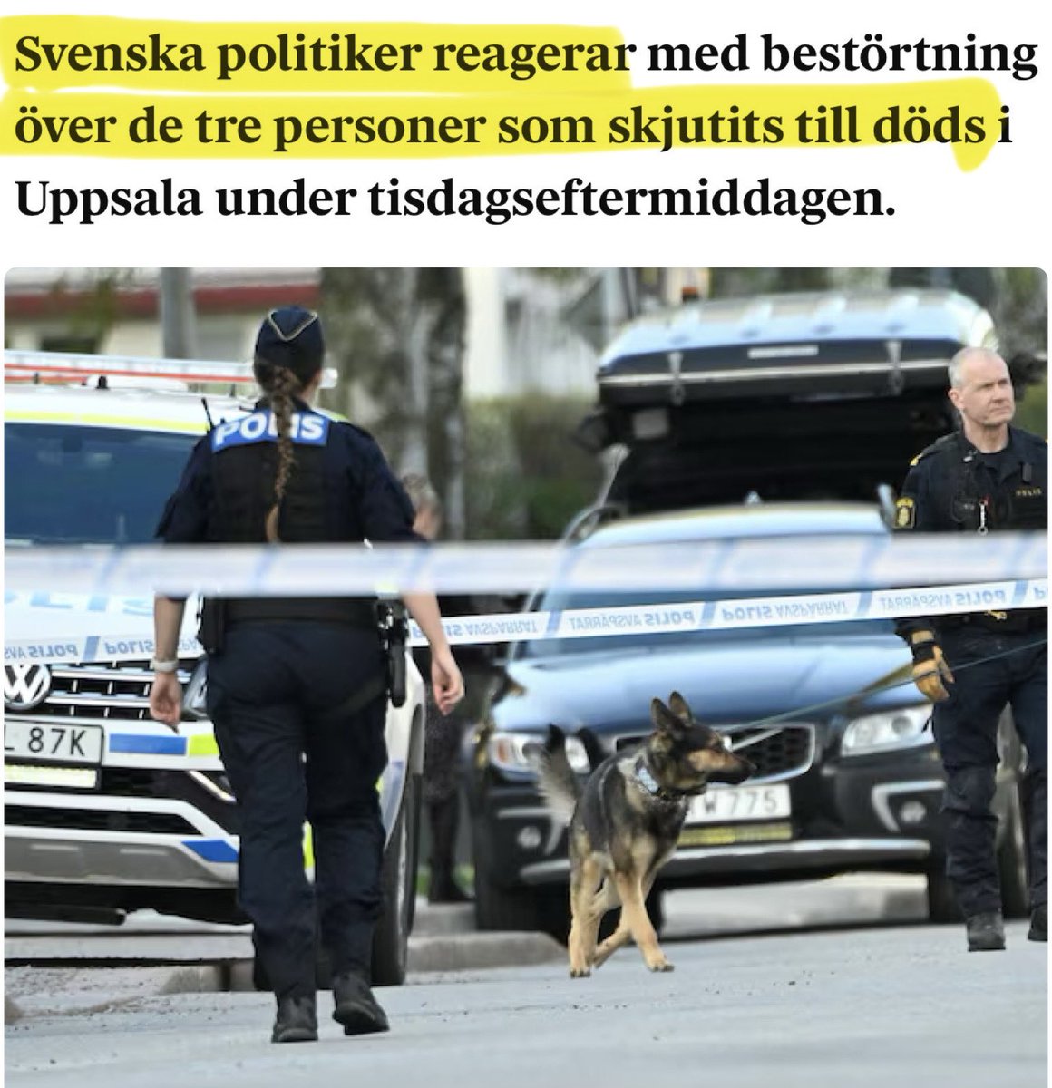 Svenska politiker reagerar på trippelmordet i Uppsala:

💥 Moderaterna tillsätter en gedigen utredning, klar 2045
💥 Socialdemokraterna ser det som ett ”marknadsmisslyckande” och kräver socioekonomiskt förbud mot friskolor
💥 Sverigedemokraterna tar fram flera nya kaoz-memes