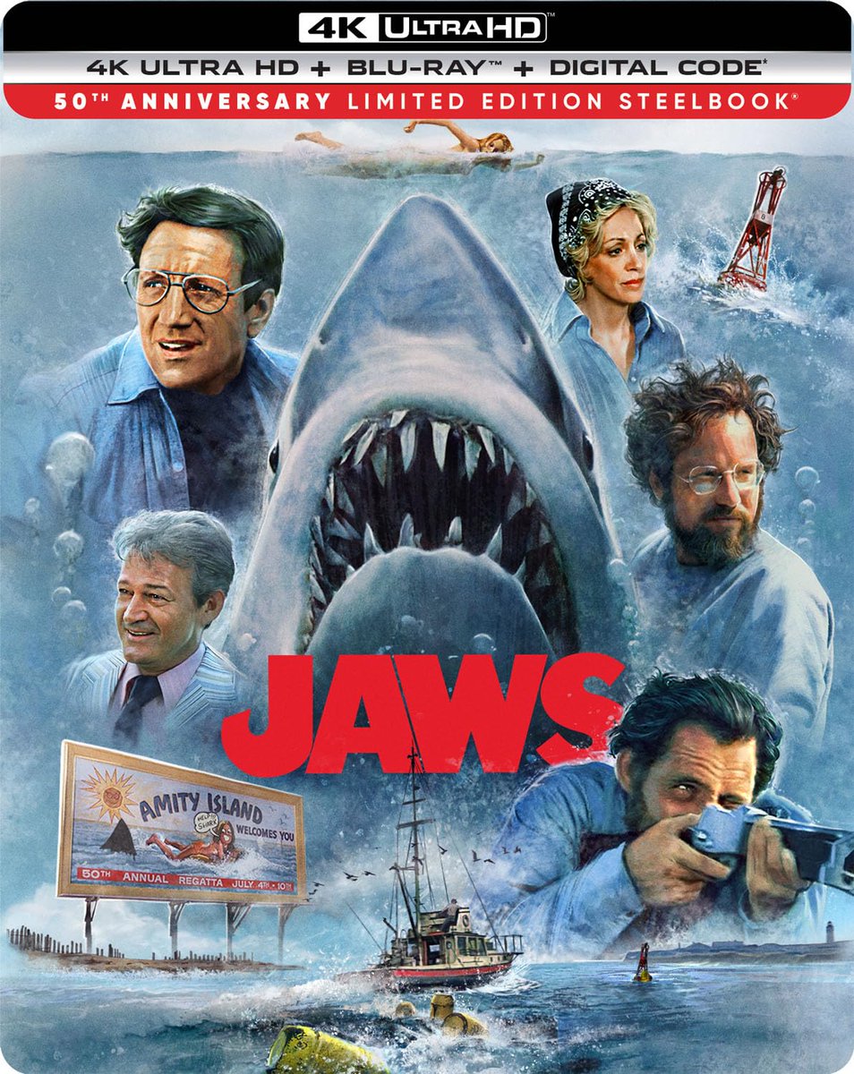hdreport's tweet photo. Jaws - 50th Anniversary Limited Edition 4k #SteelBook is now up for pre-order. https://t.co/d9feAdZKip Release date:  June 17 https://t.co/TB0VQwa1b5