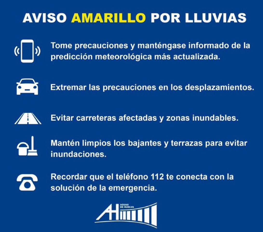 Buenos días, ATENCIÓN ‼️ a las LLUVIAS ☔️ 🌩️ 🌧️ Aviso amarillo 🟡<a href="/AEMET_Andalucia/">AEMET_Andalucía</a> hoy 30/04/ 2025 hasta las 12:00 hr Probabilidad: 40%-70%. Precipitación acumulada en una hora 15mm.
Precaución ⚠️ y avísanos ante cualquier incidencia que tengas.